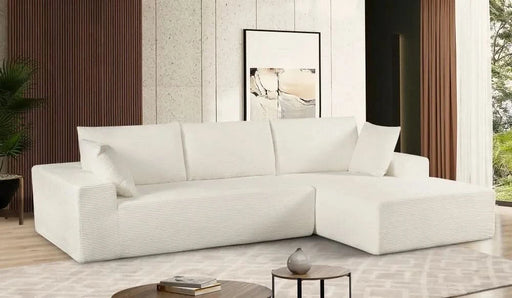 CozyForm Convertible Sectional Sofa in Soft Corduroy, Modern Comfy Couch with Full Foam Cushioning, Cozy Sleeper Sectional for Living Room, Bedroom, No Assembly Required, Ivory - Right Facing Default -DTYStore