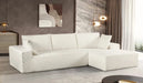CozyForm Convertible Sectional Sofa in Soft Corduroy, Modern Comfy Couch with Full Foam Cushioning, Cozy Sleeper Sectional for Living Room, Bedroom, No Assembly Required, Ivory - Right Facing Default -DTYStore