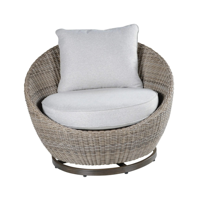 Cozy Outdoor Set - Swivel Woven Chairs, Side Table - All-Weather Resin Wicker, Powder-Coated Aluminum, Fully Assembled Default -DTYStore