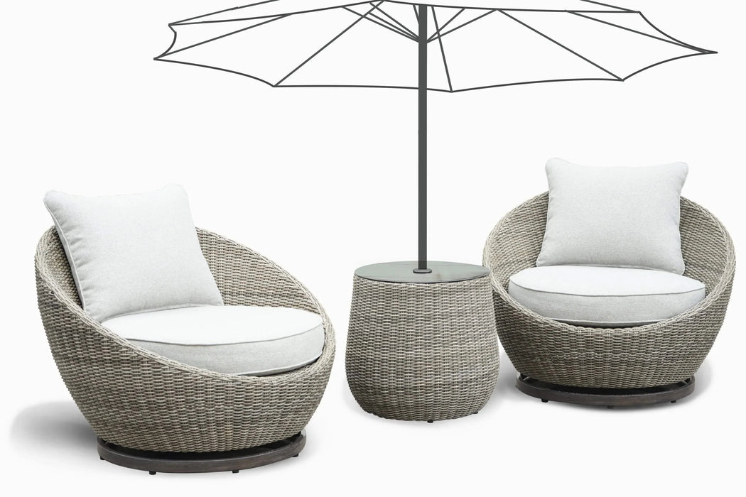 Cozy Outdoor Set - Swivel Woven Chairs, Side Table - All-Weather Resin Wicker, Powder-Coated Aluminum, Fully Assembled Default -DTYStore