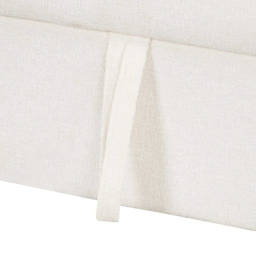 Cream Tweed Chenille Sectional Sofa with Pull-out Bed and Storage Ottoman, 112.2' for Living Room Default -DTYStore