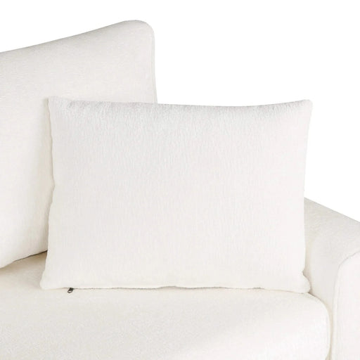 Cream Tweed Chenille Sectional Sofa with Pull-out Bed and Storage Ottoman, 112.2' for Living Room Default -DTYStore