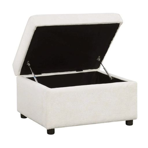 Cream Tweed Chenille Sectional Sofa with Pull-out Bed and Storage Ottoman, 112.2' for Living Room Default -DTYStore