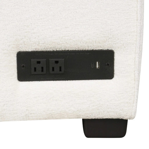 Cream Tweed Chenille Sectional Sofa with Pull-out Bed and Storage Ottoman, 112.2' for Living Room Default -DTYStore