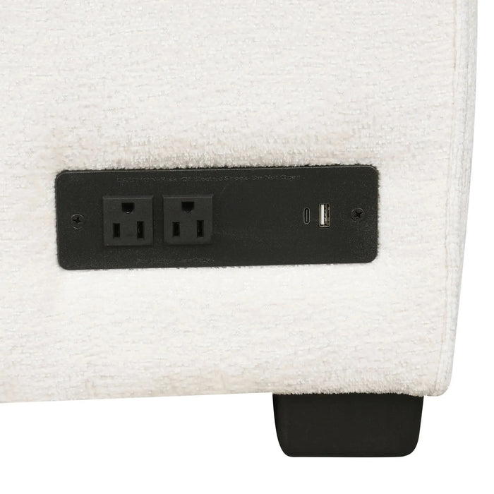 Cream Tweed Chenille Sectional Sofa with Pull-out Bed and Storage Ottoman, 112.2' for Living Room Default -DTYStore