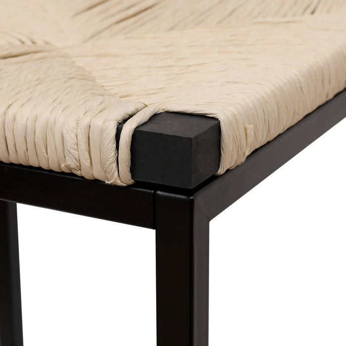 Creamy White Paper Rope Woven Bar Stools Set of 2 with Footrest for Kitchen Island, Dining Room Default -DTYStore