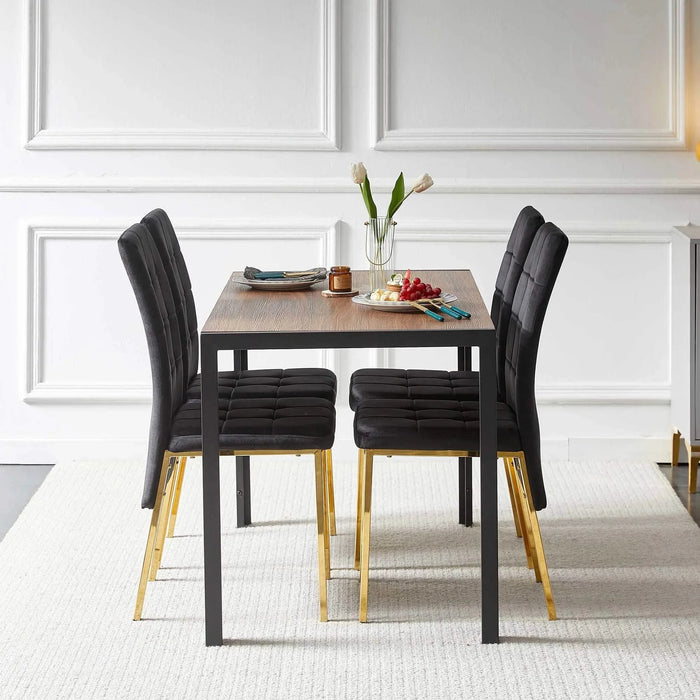 Creative Design Veneered MDF Wood Structure Rectangular Walnut Dining Table Default -DTYStore