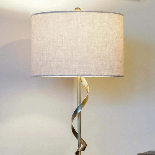 Creative Solid Wood Nightstand Desk Lamp with Twisted Metal and Linen Shade, 110V, 22 Inch Default -DTYStore