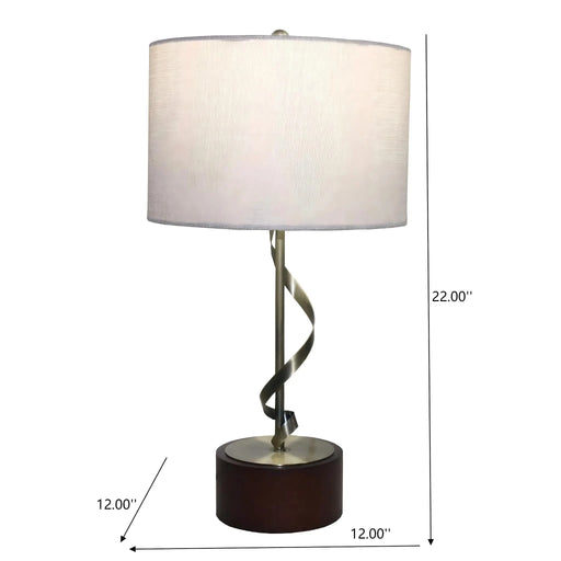 Creative Solid Wood Nightstand Desk Lamp with Twisted Metal and Linen Shade, 110V, 22 Inch Default -DTYStore