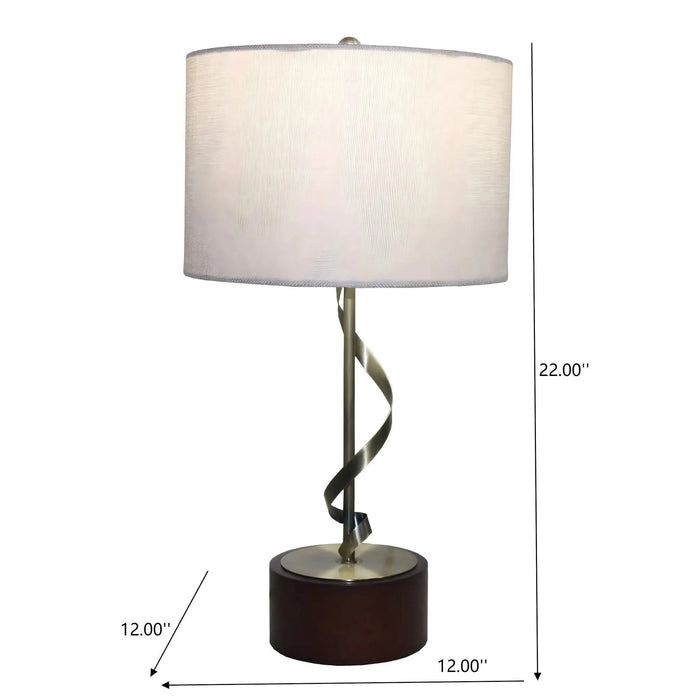 Creative Solid Wood Nightstand Desk Lamp with Twisted Metal and Linen Shade, 110V, 22 Inch Default -DTYStore