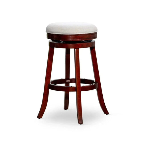 Creede Backless Fabric Swivel Stool, 24" Counter or 30” Bar Stool 30" Bar Height Cherry Beige Fabric -DTYStore