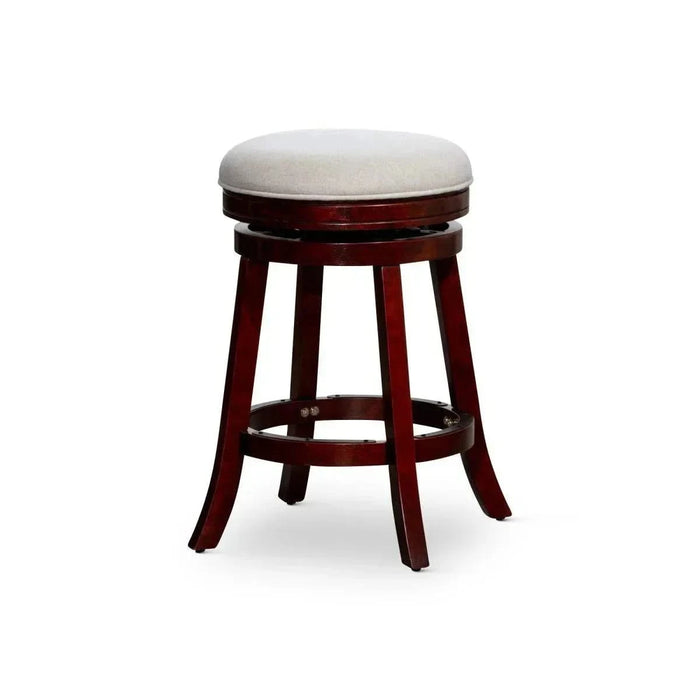 Creede Backless Fabric Swivel Stool, 24" Counter or 30” Bar Stool 24" Counter Height Cherry Beige Fabric -DTYStore