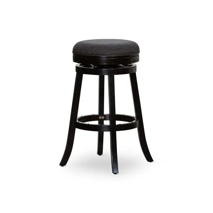 Creede Backless Fabric Swivel Stool, 24" Counter or 30” Bar Stool 30" Bar Height Espresso Charcoal Fabric -DTYStore