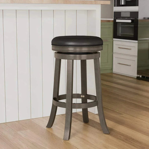Creede Backless Fabric Swivel Stool, 24" Counter or 30” Bar Stool 30" Bar Height Weathered Gray Charcoal Fabric -DTYStore