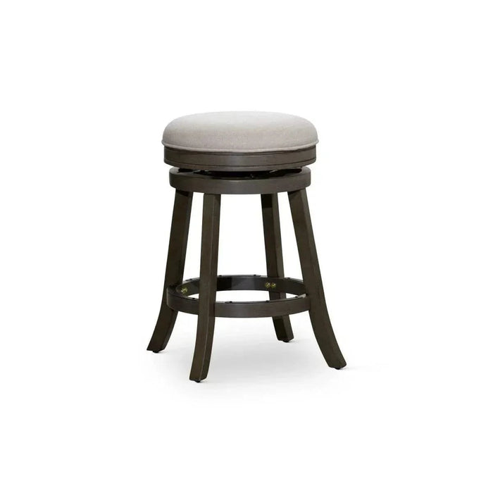 Creede Backless Fabric Swivel Stool, 24" Counter or 30” Bar Stool 24" Counter Height Weathered Gray Beige Fabric -DTYStore