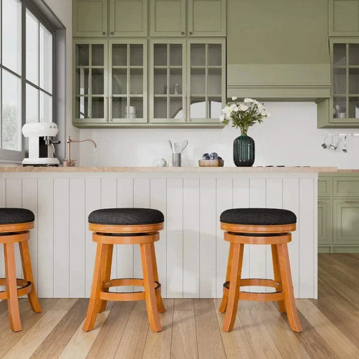 Creede Backless Fabric Swivel Stool, 24" Counter or 30” Bar Stool 30" Bar Height Weathered Gray Charcoal Fabric -DTYStore