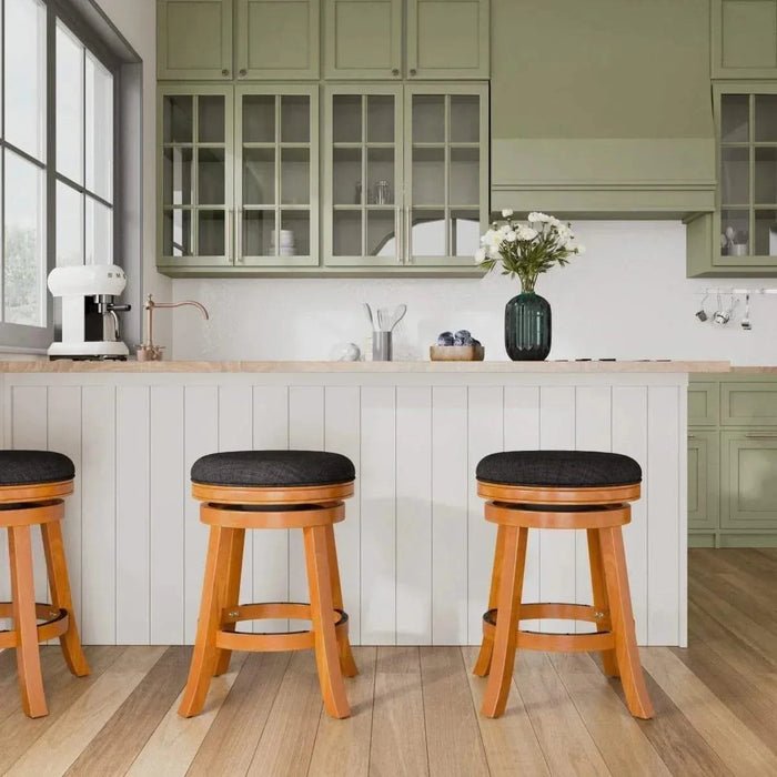 Creede Backless Fabric Swivel Stool, 24" Counter or 30” Bar Stool 30" Bar Height Weathered Gray Charcoal Fabric -DTYStore