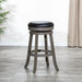 Creede Backless Leather Swivel Stool, 24" Counter or 30” Bar Height 30" Bar Height Weathered Gray Black Leather -DTYStore