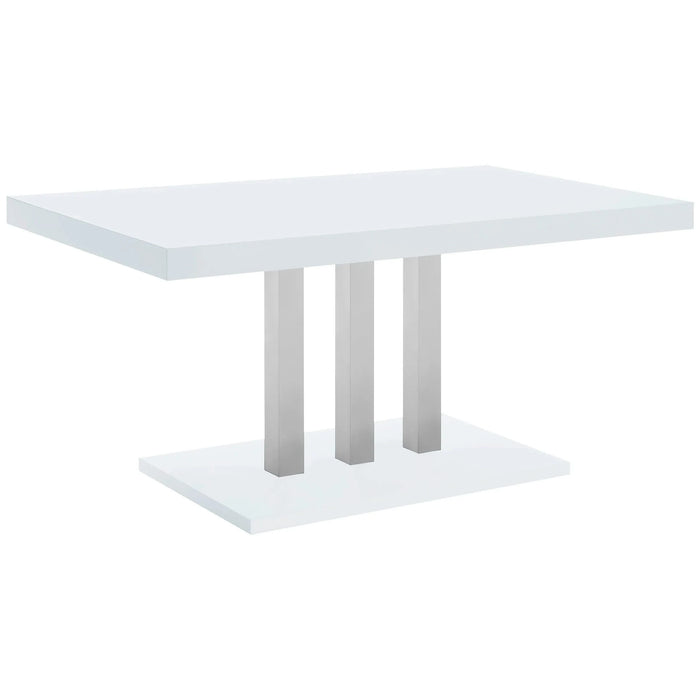 Creston White High Gloss and Chrome Rectangular Dining Table Default -DTYStore