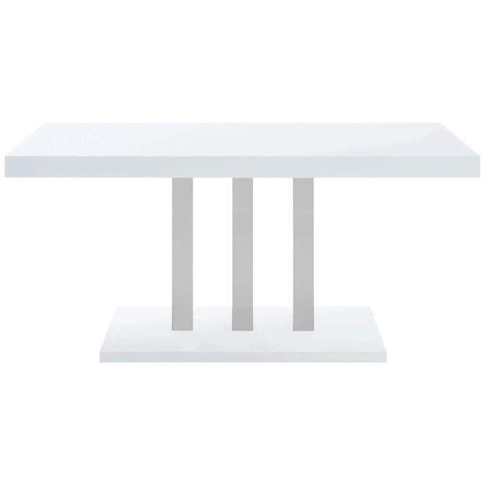 Creston White High Gloss and Chrome Rectangular Dining Table Default -DTYStore