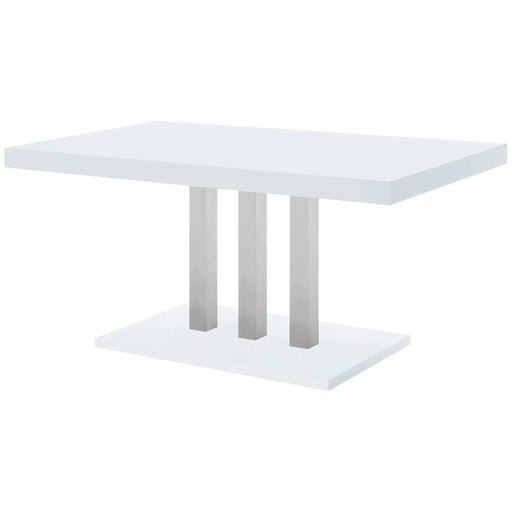 Creston White High Gloss and Chrome Rectangular Dining Table Default -DTYStore