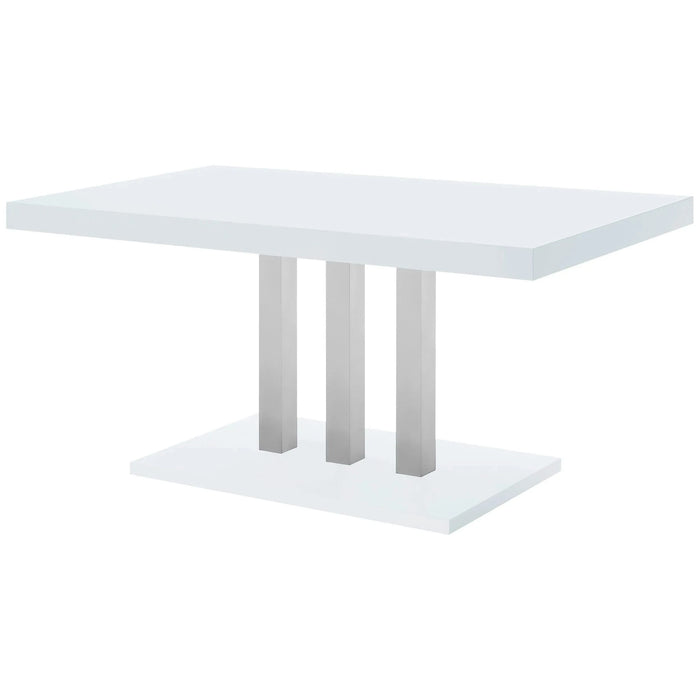 Creston White High Gloss and Chrome Rectangular Dining Table Default -DTYStore
