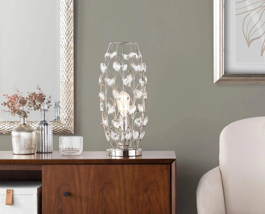 Crystal Buds 18' Contemporary Metal Uplight Lamp in Polished Nickel with Clear K9 Crystal Accents from Grandview Gallery by LumiSource Default -DTYStore