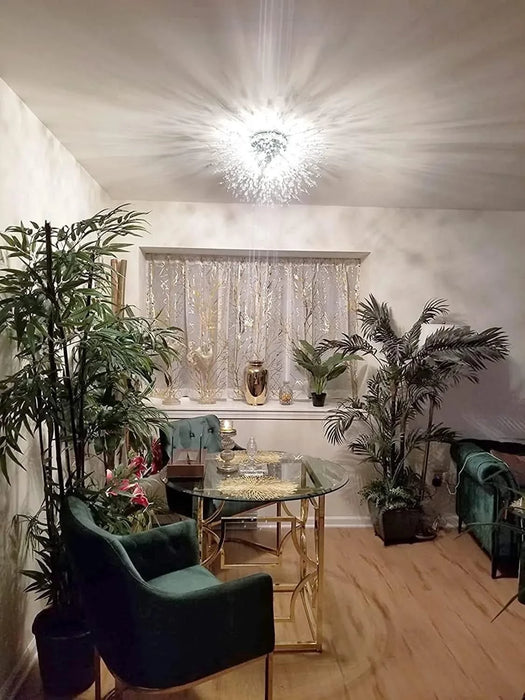 Crystal Flush Mount Ceiling Light, Modern Sputnik Firework Close to Ceiling Lamp, LED Ceiling Light Fixtures for Bedroom Kitchen Island Entryway Hallway Foyer Default -DTYStore