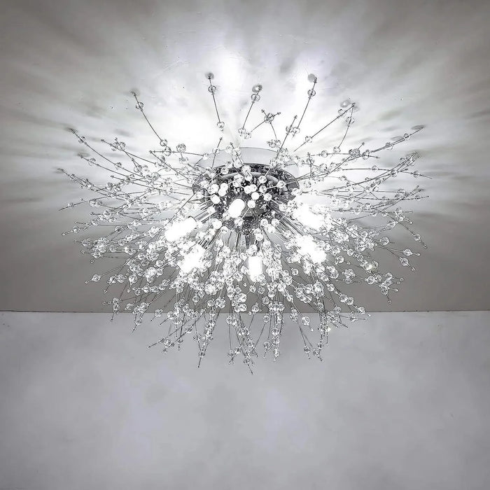 Crystal Flush Mount Ceiling Light, Modern Sputnik Firework Close to Ceiling Lamp, LED Ceiling Light Fixtures for Bedroom Kitchen Island Entryway Hallway Foyer Default -DTYStore