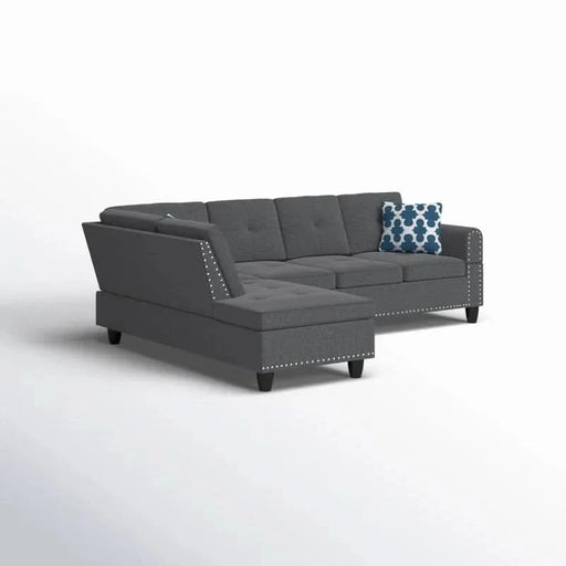 Cup - holder Console - Featured Corner Sofa in Charcoal - Dark Gray 2pc Default -DTYStore