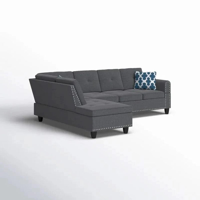 Cup - holder Console - Featured Corner Sofa in Charcoal - Dark Gray 2pc Default -DTYStore