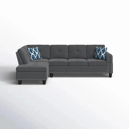 Cup - holder Console - Featured Corner Sofa in Charcoal - Dark Gray 2pc Default -DTYStore