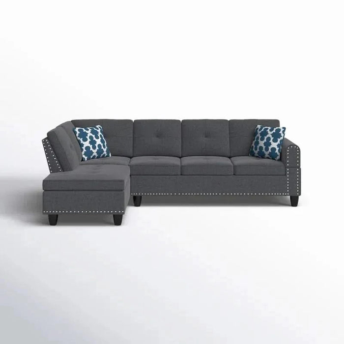 Cup - holder Console - Featured Corner Sofa in Charcoal - Dark Gray 2pc Default -DTYStore