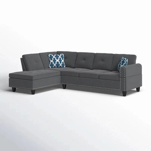 Cup - holder Console - Featured Corner Sofa in Charcoal - Dark Gray 2pc Default -DTYStore