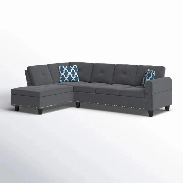 Cup - holder Console - Featured Corner Sofa in Charcoal - Dark Gray 2pc Default -DTYStore