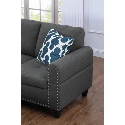 Cup - holder Console - Featured Corner Sofa in Charcoal - Dark Gray 2pc Default -DTYStore