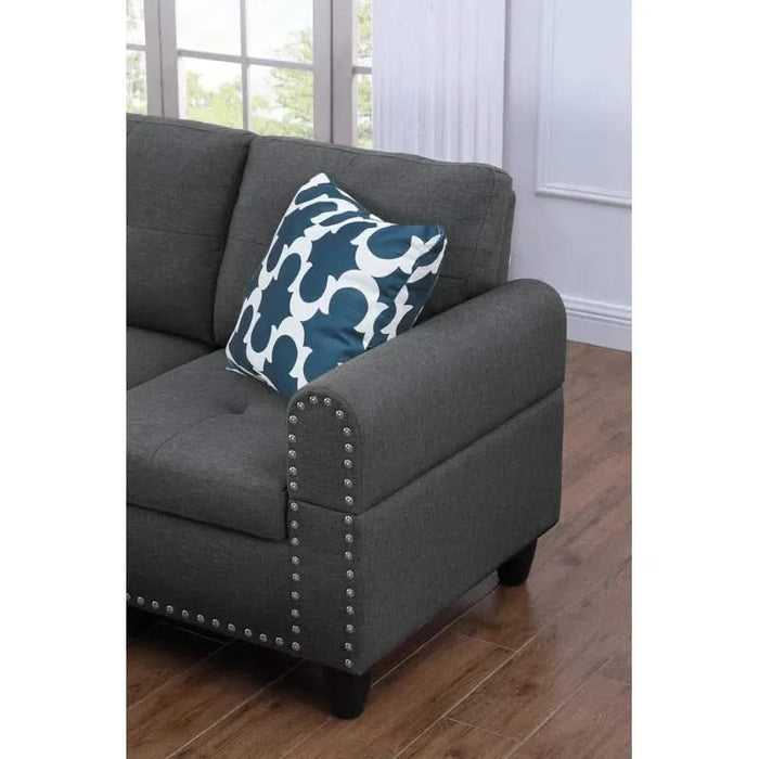 Cup - holder Console - Featured Corner Sofa in Charcoal - Dark Gray 2pc Default -DTYStore