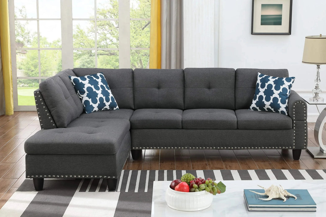 Cup - holder Console - Featured Corner Sofa in Charcoal - Dark Gray 2pc Default -DTYStore