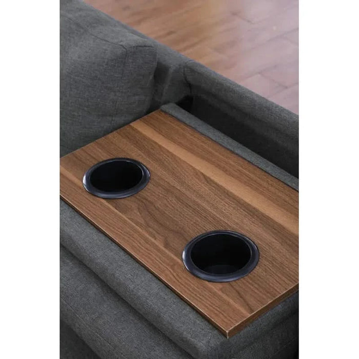 Cup - holder Console - Featured Corner Sofa in Charcoal - Dark Gray 2pc Default -DTYStore