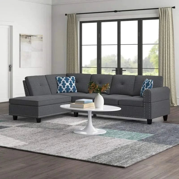 Cup - holder Console - Featured Corner Sofa in Charcoal - Dark Gray 2pc Default -DTYStore