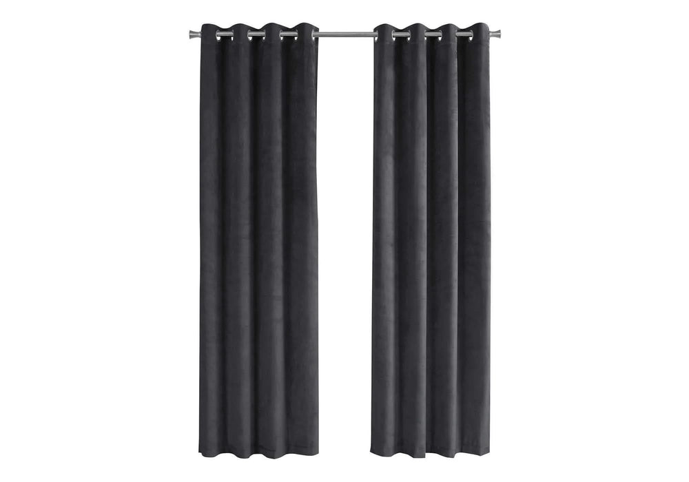 Curtain Panel, 2pcs Set, 54'w X 84'l, Room Darkening, Grommet, Living Room, Bedroom, Kitchen, Grey Velvet, Contemporary, Modern Default -DTYStore