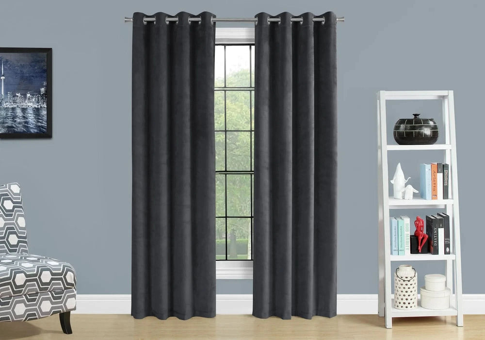 Curtain Panel, 2pcs Set, 54'w X 84'l, Room Darkening, Grommet, Living Room, Bedroom, Kitchen, Grey Velvet, Contemporary, Modern - DTY Store