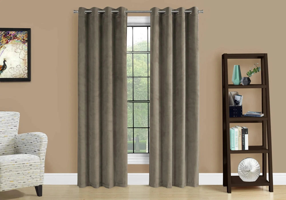 Curtain Panel, 2pcs Set, 54'w X 84'l, Room Darkening, Grommet, Living Room, Bedroom, Kitchen, Taupe Velvet, Contemporary, Modern Default -DTYStore