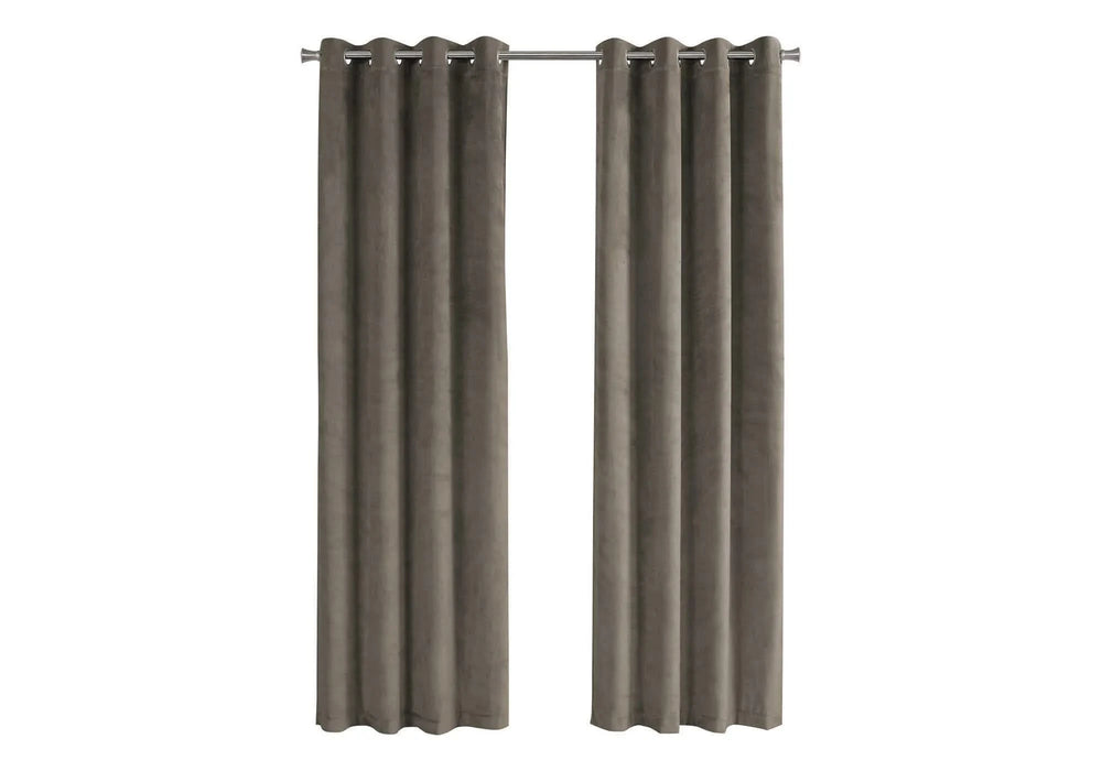 Curtain Panel, 2pcs Set, 54'w X 84'l, Room Darkening, Grommet, Living Room, Bedroom, Kitchen, Taupe Velvet, Contemporary, Modern Default -DTYStore