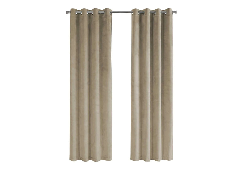 Curtain Panel, 2pcs Set, 54'w X 95'l, Room Darkening, Grommet, Living Room, Bedroom, Kitchen, Beige Velvet, Contemporary, Modern Default -DTYStore