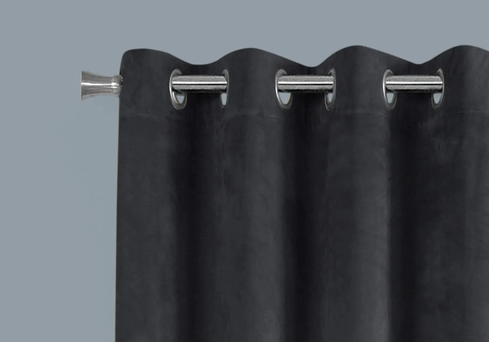 Curtain Panel, 2pcs Set, 54'w X 95'l, Room Darkening, Grommet, Living Room, Bedroom, Kitchen, Grey Velvet, Contemporary, Modern Default -DTYStore