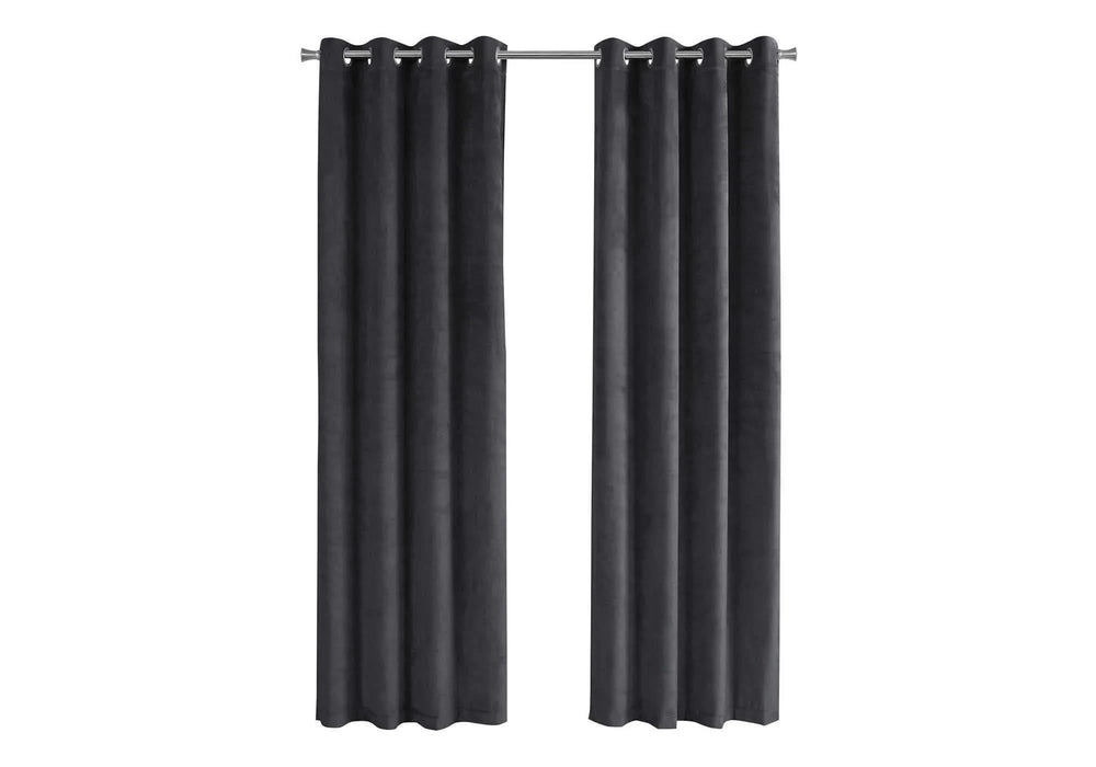 Curtain Panel, 2pcs Set, 54'w X 95'l, Room Darkening, Grommet, Living Room, Bedroom, Kitchen, Grey Velvet, Contemporary, Modern Default -DTYStore