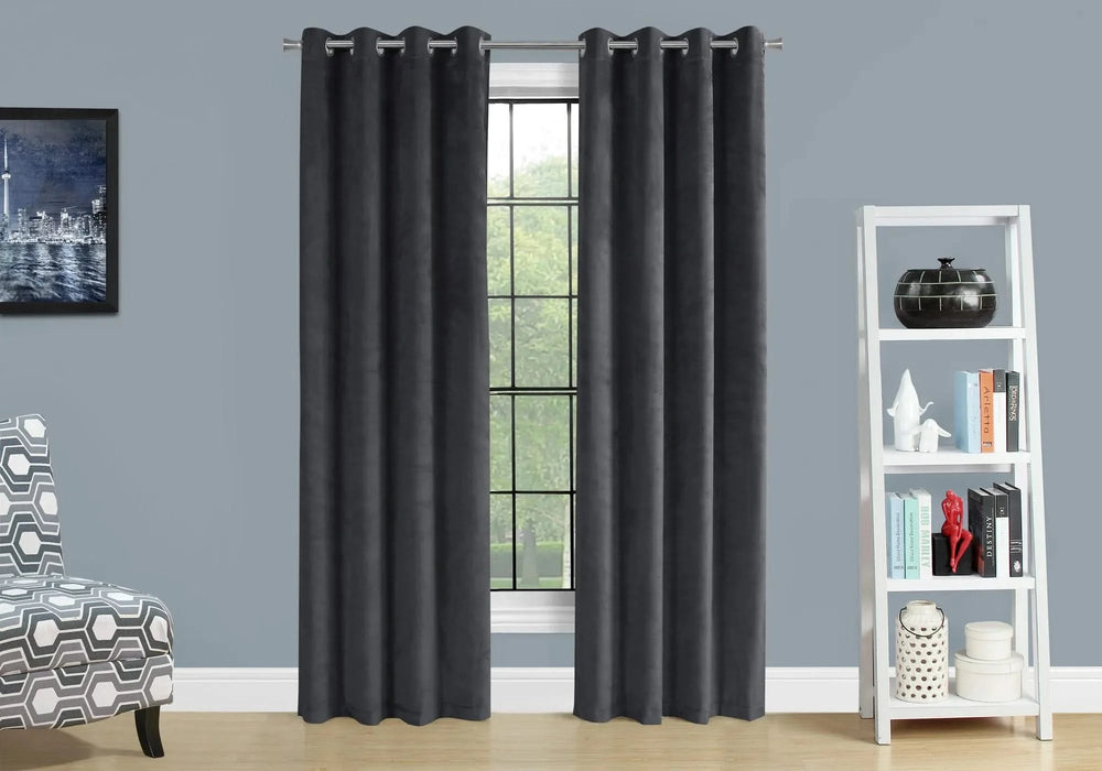 Curtain Panel, 2pcs Set, 54'w X 95'l, Room Darkening, Grommet, Living Room, Bedroom, Kitchen, Grey Velvet, Contemporary, Modern Default -DTYStore