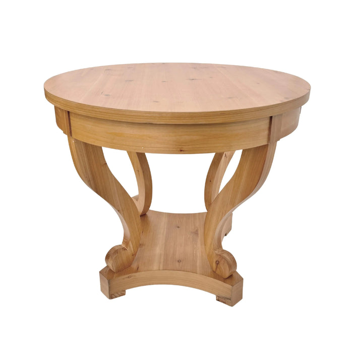 Curved Legs Farmhouse Style Small Size Round Dining Table End Table Side Table Coffee Table for Dinette, Kitchen, Dining Room or Living Room, Natural Wood Default -DTYStore