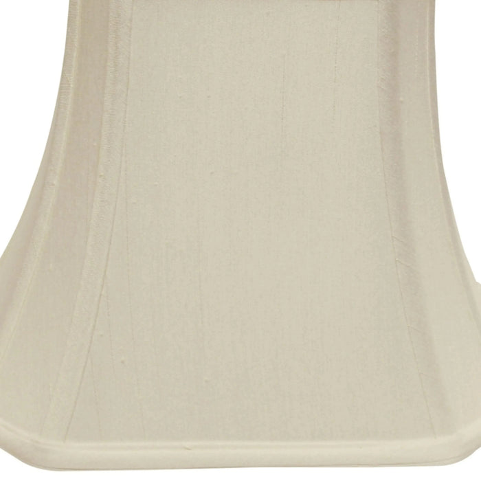 Cut Corner Rectangle Bell Softback Lampshade with Washer Fitter, White Natural Fabric Lampshade for Table Lamps, 9' Top x 16' Bottom x 12' Height Default -DTYStore